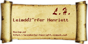 Leimdörfer Henriett névjegykártya